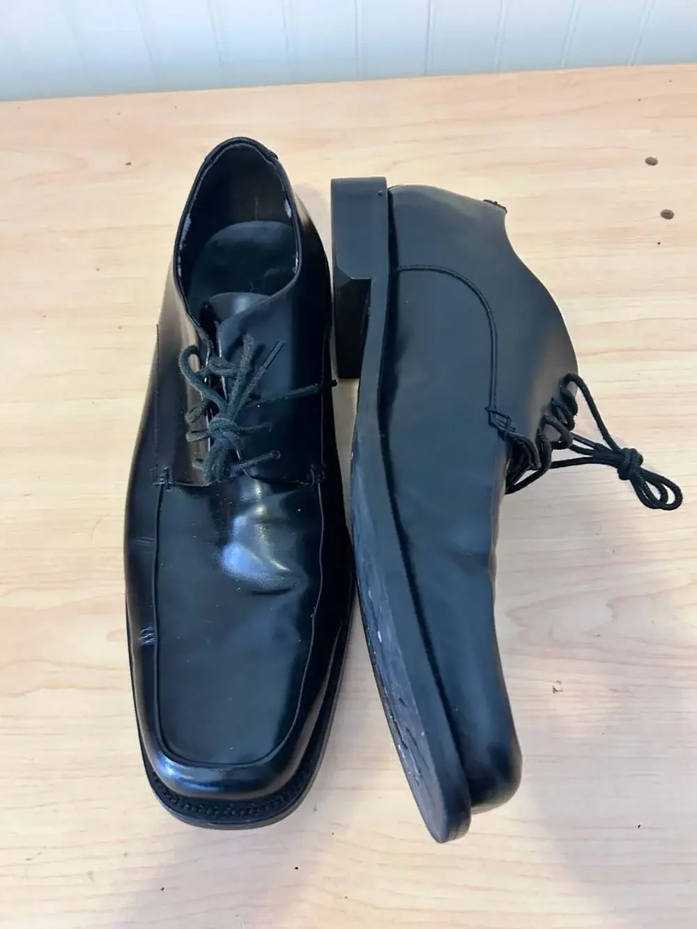 Calvin Klein Hamilton II Men's Black Leather Square Toe Oxford Dress Shoes